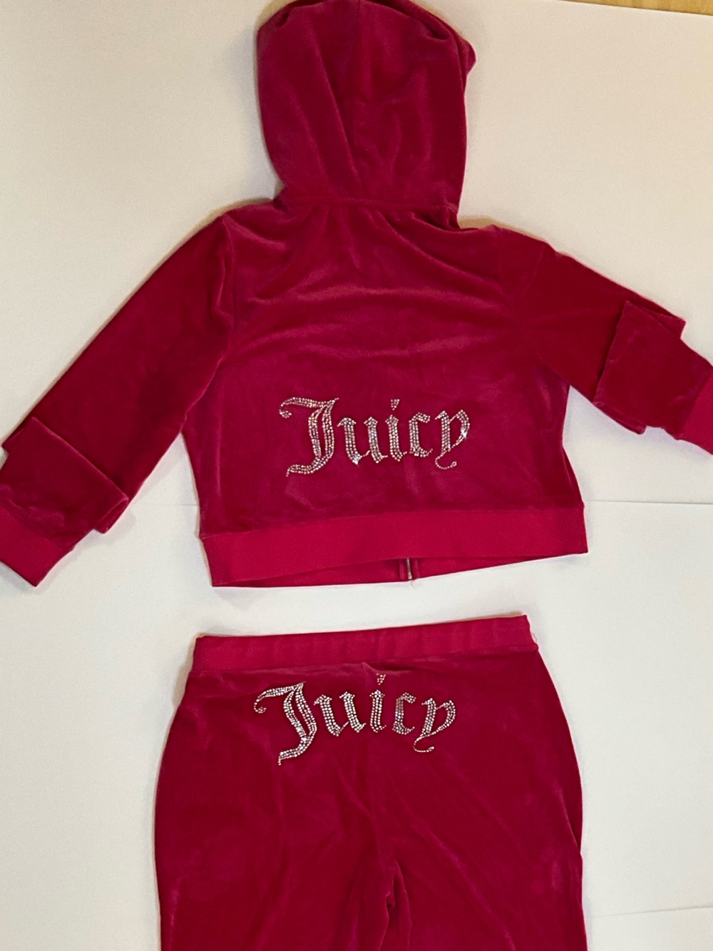 Juicy Couture OG BIG BLING VELOUR HOODIE Hot Pink - Picture 13 of 16